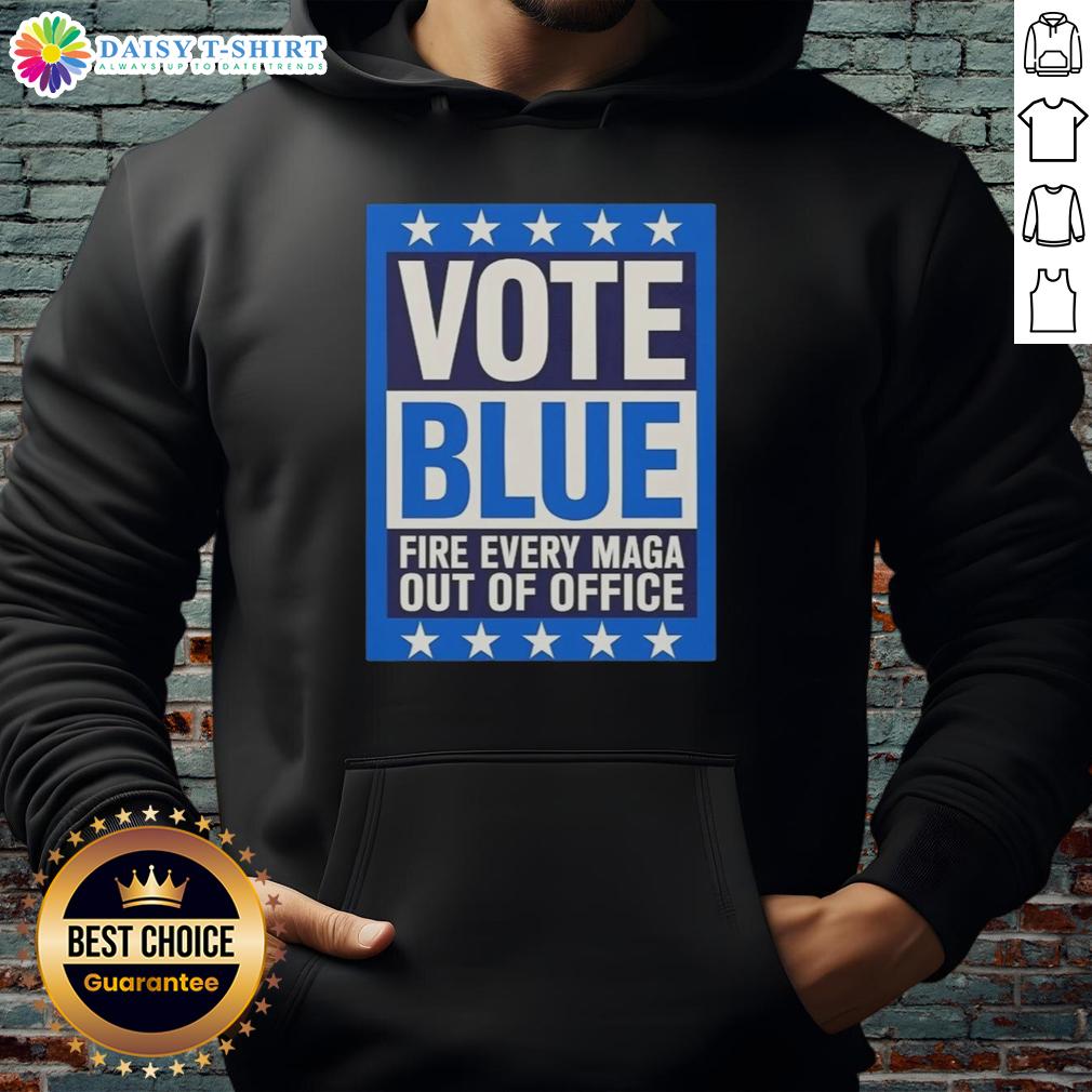 Awesome Vote Blue Fire Every Maga Out Of Office Hoodie Alt Text: Awesome Vote Blue Fire hoodie, featuring 'Every MAGA Out of Office' message for political activism and fashion.