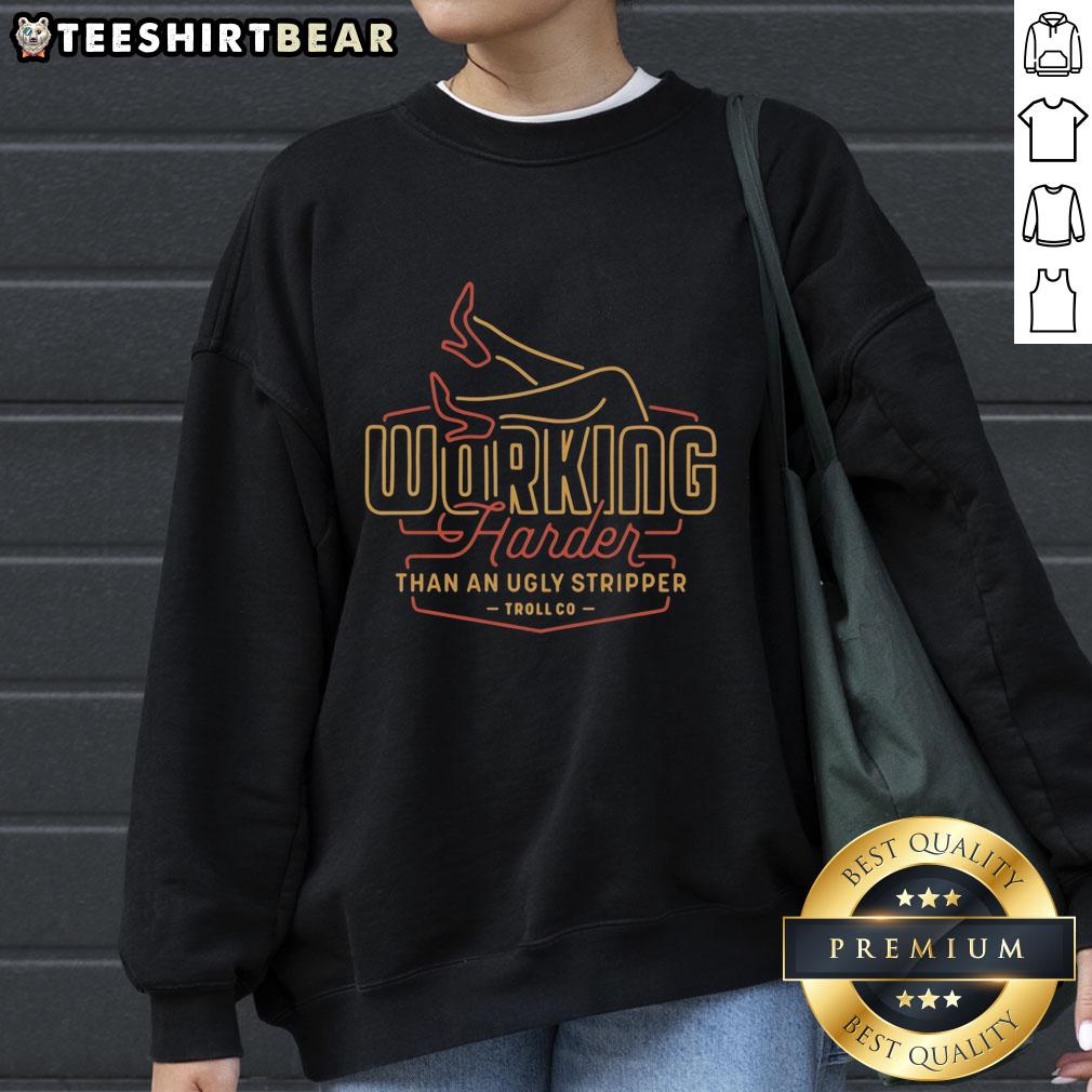 awesome-working-harder-than-an-ugly-stripper-troll-co-red-yellow-neon-style-sweatshirt Alt Text: Awesome Working Harder Than An Ugly Stripper sweatshirt in red and yellow neon style, perfect for unique fashion statements.