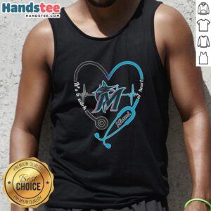 Alt Text: Awesome Miami Marlins Stethoscope Heartbeat tank top showcasing team spirit and unique design for fans.