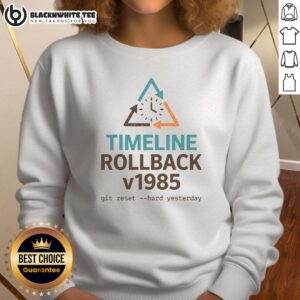Awesome Timeline Rollback V1985 Sweatshirt in stylish design, perfect for casual wear and retro fashion lovers.