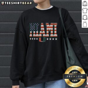 Premium Miami Hurricanes Tall Type Flag Sweatshirt featuring vibrant team colors and logo, perfect for fans and comfort.