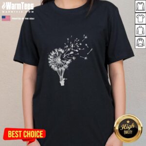 Alt Text: Premium Flower Power Dandelion Fly Away Freedom Ladies Tee featuring a vibrant dandelion graphic on a stylish t-shirt.
