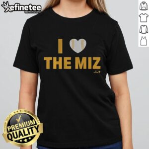 Alt Text: Nice Jacob Misiorowski I Heart The Miz Ladies Tee featuring a stylish design perfect for wrestling fans.