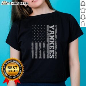 Top Yankee American Flag Ladies Tee featuring a stylish design perfect for patriotic occasions and casual wear.