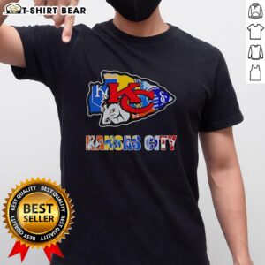 Alt Text: Awesome Kansas City Chiefs Kansas City Royals Sporting Kansas City logo mashup t-shirt design showcasing team pride.
