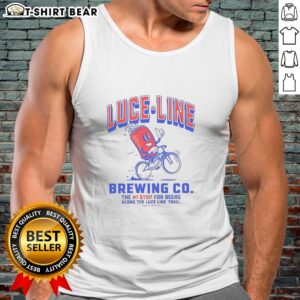 Official Luce Line Brewing tank top, promoting The Numbr 1 Stop for beers along the Luce Line Trail.