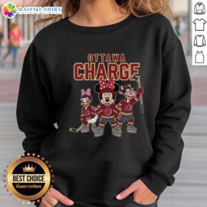 Awesome Ottawa Charge cartoon team ice hockey sweatshirt featuring vibrant graphics and a comfortable design.