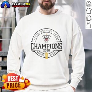 Good Hc Fribourg Gotteron Schweizer Meister 2026 National League Champions sweatshirt displayed on a wooden background.