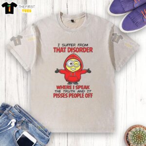 Original Minion washed t-shirt featuring the quote about truth and honesty, perfect for fans of humorous apparel.