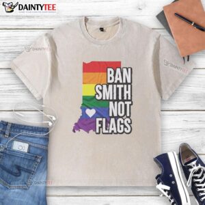 Alt Text: Original Ban Smith Not Flags Pride Rainbow Washed T-Shirt featuring a vibrant rainbow design for LGBTQ+ pride.