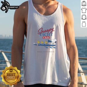 Official Snoopy and Woodstock's Yacht Club annual ocean regatta tank top featuring fun nautical design and vibrant colors.