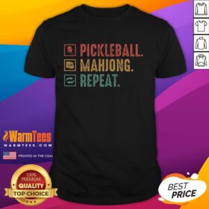 Original Pickleball Mahjong Repeat T-Shirt featuring a fun design for pickleball and mahjong enthusiasts.