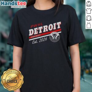 Premium Detroit Hockey tee for women, celebrating the 2026 Detroit Professional Women's Hockey League.