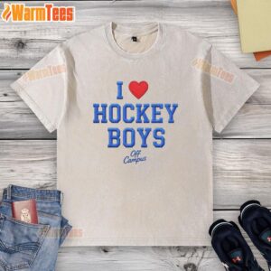 Original I Love Hockey Boys Off Campus Washed T-Shirt in casual style, perfect for hockey fans and everyday wear.
