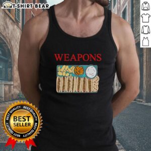 Official Weapons Fast Foods hot dog cookies and chips tank top featuring a fun food-themed design for casual wear.