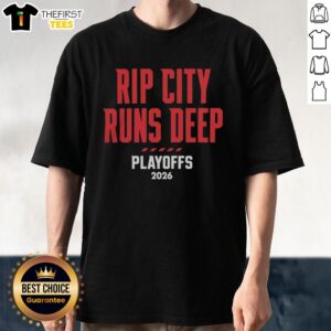 Good Portland Trail Blazers Rip City Runs Deep Playoffs 2026 T-Shirt featuring team colors and logo for basketball fans.