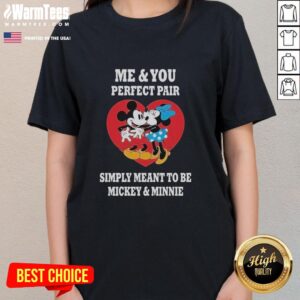 Premium Mickey and Minnie ladies tee featuring 'Meant To Be' design for perfect fairytale lovers.