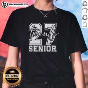 Good Senior Class of Twenty-27 ladies tee showcasing vibrant design, perfect for celebrating graduation and school spirit.