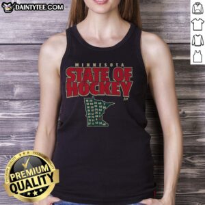 Hot Minnesota State of Hockey tank top showcasing a stylish design for hockey fans in vibrant colors.