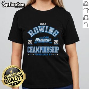 Alt Text: Premium CAA 2026 Rowing Championship ladies tee from Pennsauken, NJ, showcasing vibrant design and quality materials.