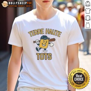 Hot Terre Haute Tots mascot t-shirt featuring vibrant colors and fun design, perfect for fans of the team.