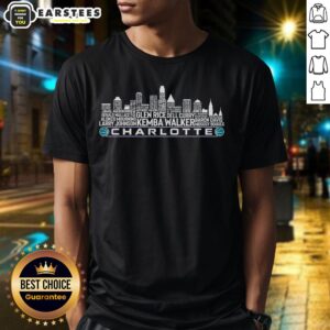Hot Charlotte Basketball GOAT Team Legends T-Shirt featuring the iconic Charlotte city skyline design.