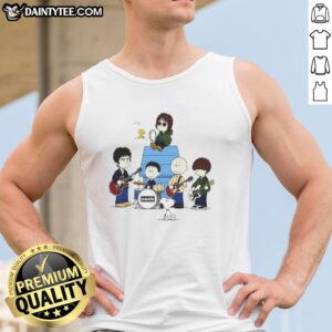 Pretty Snoopy Peanuts Oasis tank top featuring a colorful graphic of Snoopy in a vibrant design, perfect for fans.