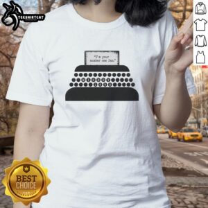 Official Number One Fan Retro Typewriter Ladies Tee featuring vintage typewriter graphic on a stylish women's t-shirt.