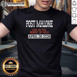 Top Post Malone 26 04 2026 Live In The Desert Of Indio T-Shirt featuring vibrant graphics and concert-themed design.