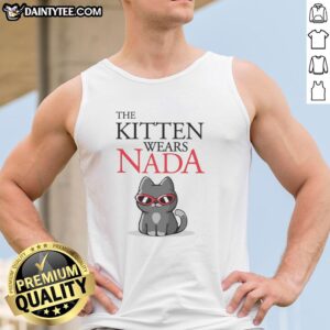 Top the kitten wears stylish cat sunglasses and a cute tank top, showcasing her playful personality and trendy fashion.