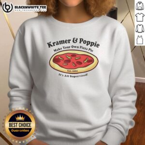 Awesome Kramer and Poppie Make Your Own Pizza Pie Est 1994 sweatshirt featuring fun pizza graphics and vibrant colors.