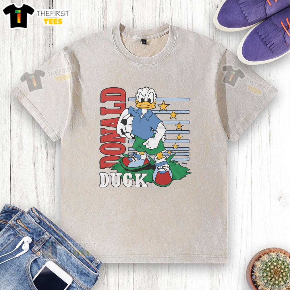 cute-donald-duck-soccer-washed-t-shirt Cute Donald Duck soccer washed t-shirt featuring vibrant graphics and comfortable fit, perfect for Disney fans.