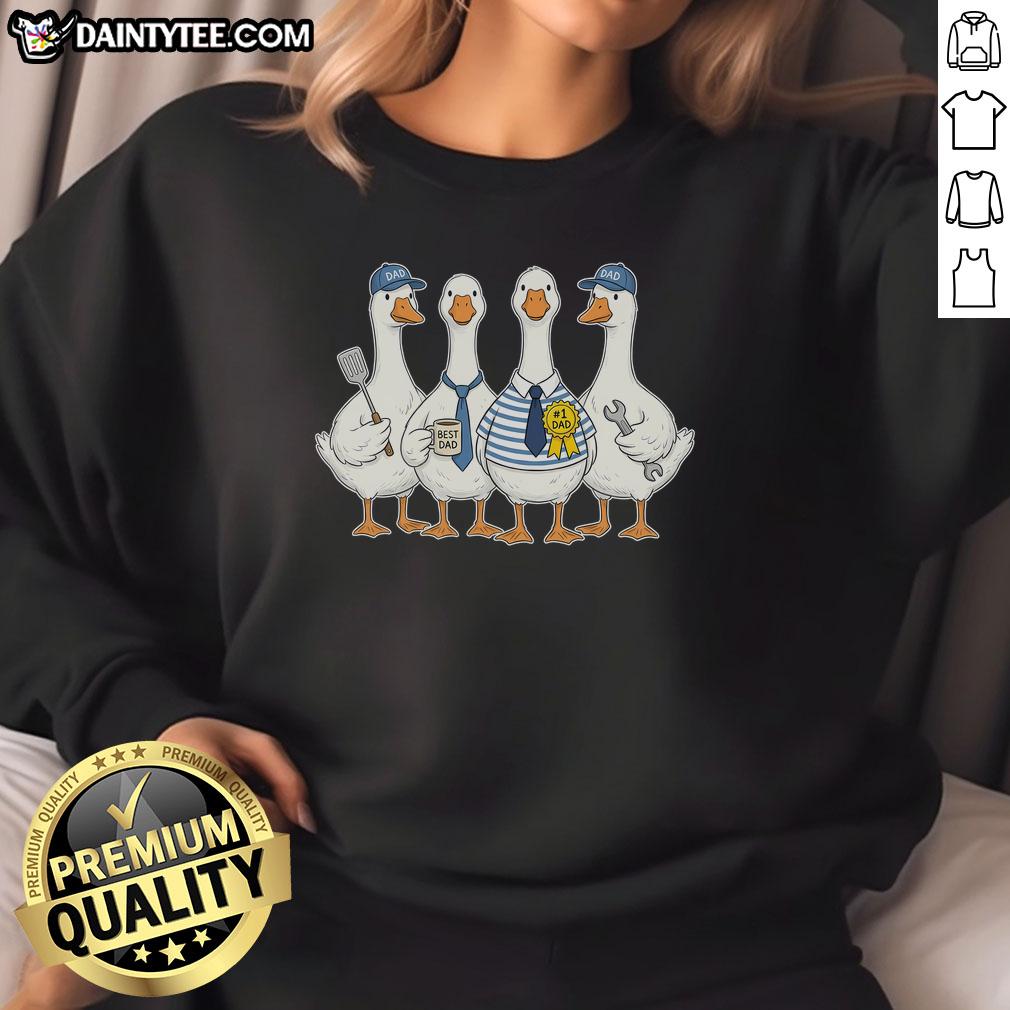 cute-funny-fathers-day-goose-group-sweatshirt Cute funny Father's Day goose group sweatshirt featuring adorable cartoon geese for a playful gift idea.