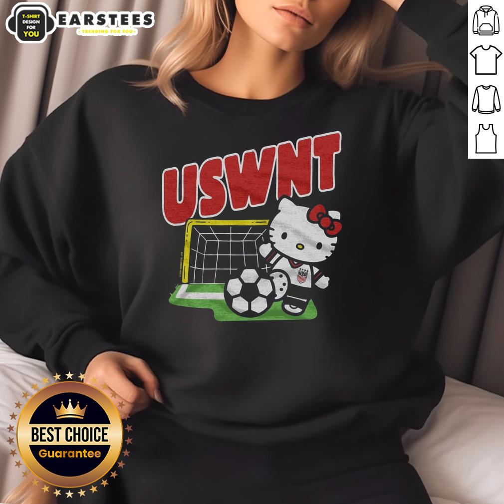 cute-hello-kitty-x-uswnt-kick-sweatshirt Alt Text: Cute Hello Kitty x USWNT kick sweatshirt featuring vibrant graphics and a cozy design for fans and casual wear.