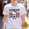 Cute Hello Kitty X USWNT T-Shirt featuring a playful design perfect for fans of Hello Kitty and women's soccer.