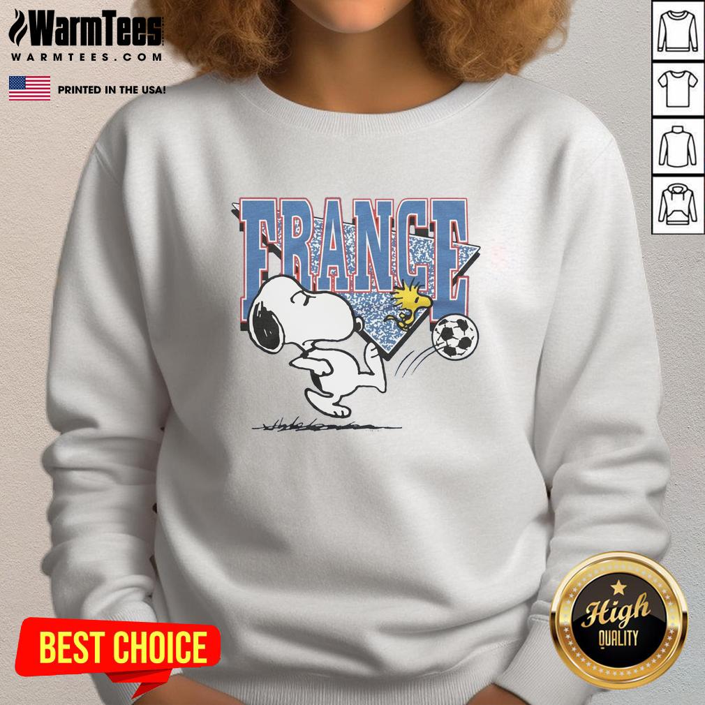 cute-peanuts-snoopy-x-france-soccer-sweatshirt Alt Text: Cute Peanuts Snoopy X France Soccer Sweatshirt featuring vibrant graphics and cozy design for fans and fashion lovers.