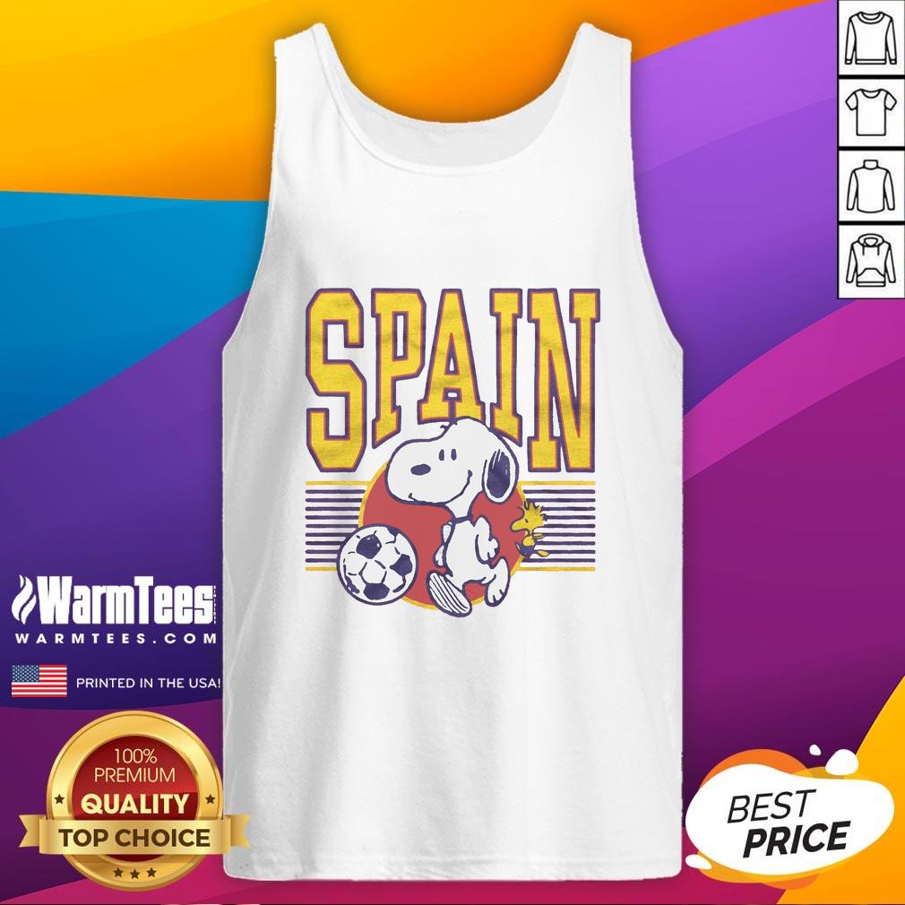 cute-peanuts-snoopy-x-spain-soccer-tank-top Alt Text: Cute Peanuts Snoopy X Spain soccer tank top featuring a vibrant design, perfect for fans and summer outings.