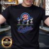 Alt Text: Cute Snoopy, Charlie Brown, Linus, and Lucy in Chicago Cubs baseball jerseys, celebrating friendship and fun.