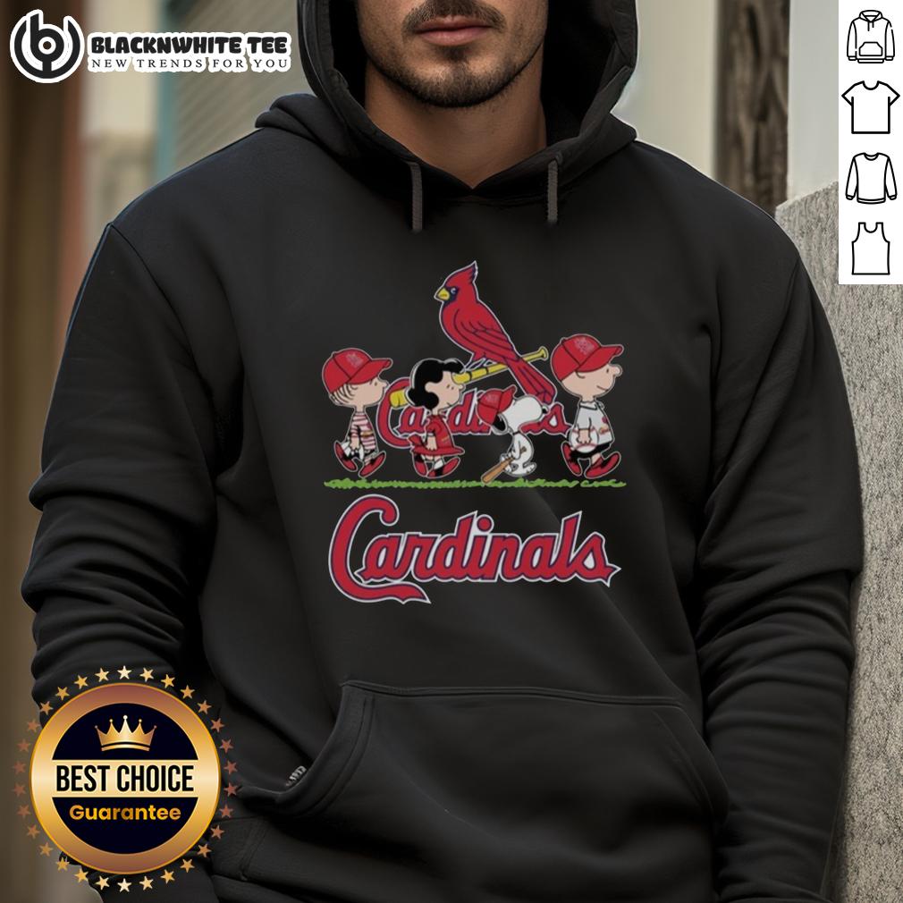 Cute Snoopy Charlie Brown Linus And Lucy Wearing St Louis Cardinals Baseball Jersey Hoodie Cute Snoopy, Charlie Brown, Linus, and Lucy in St. Louis Cardinals baseball jerseys and hoodies, spreading team spirit.