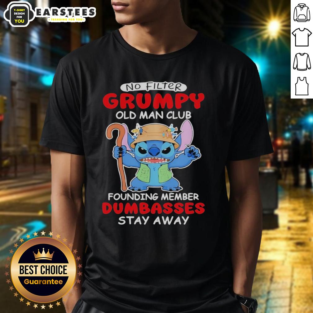 cute-stitch-no-filter-grumpy-old-man-club-founding-member-dumbasses-stay-away-t-shirt-1 Funny 'Grumpy Old Man Club' T-shirt featuring Stitch; a must-have for members who say 'Dumbasses Stay Away'.