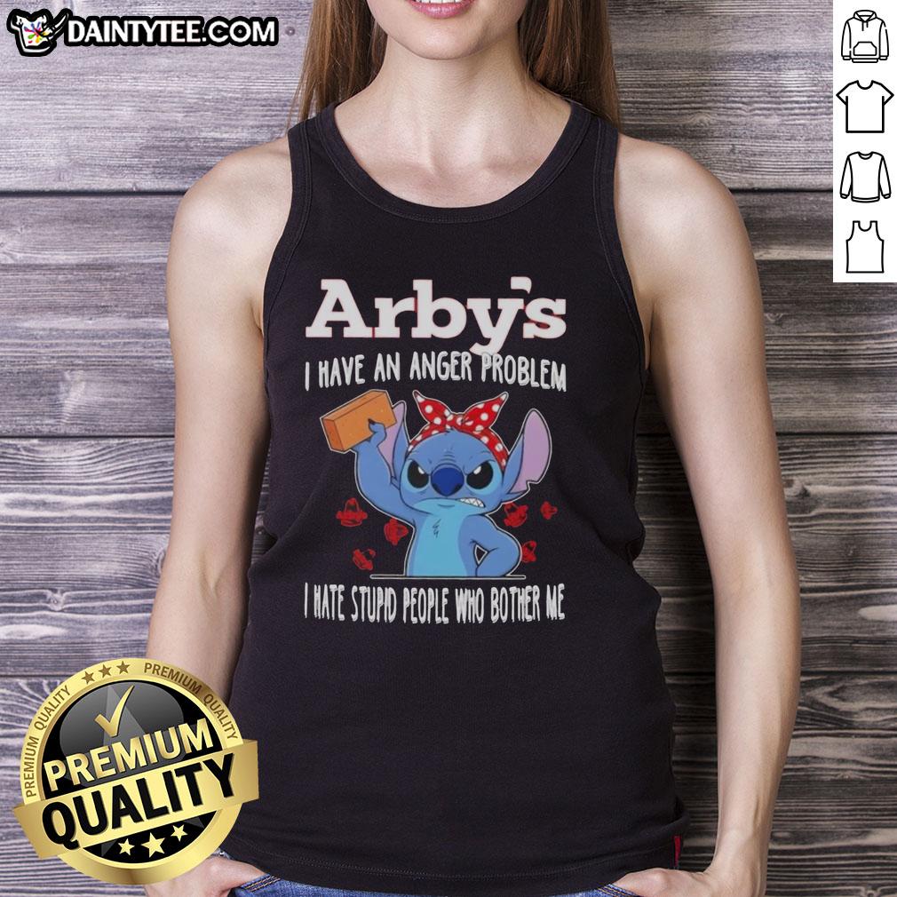 cute-stitch-x-arbys-i-have-an-anger-problem-i-hate-stupid-people-who-bother-me-tank-top Alt Text: Cute Stitch x Arby's tank top featuring 'I have an anger problem, I hate stupid people who bother me' design.