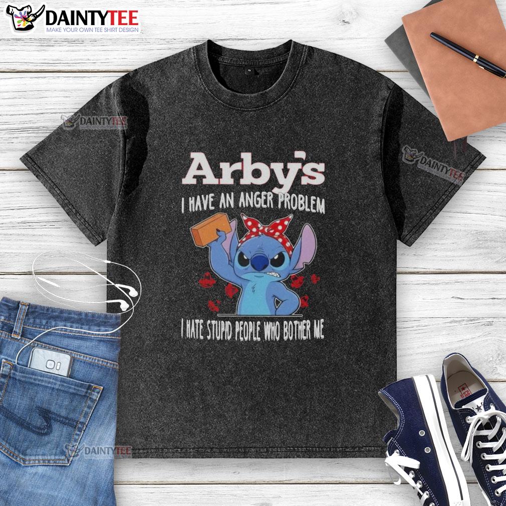 cute-stitch-x-arbys-i-have-an-anger-problem-i-hate-stupid-people-who-bother-me-washed-t-shirt Alt Text: Cute Stitch x Arby's I Have An Anger Problem washed t-shirt featuring a playful design and bold text.