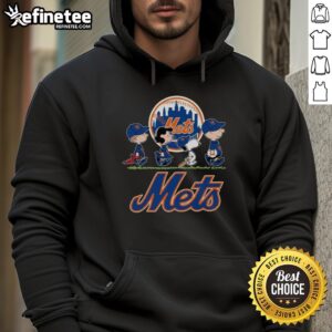 Good Snoopy Charlie Brown Linus And Lucy Wearing New York Mets Baseball Jersey T-Shirt - Image 2