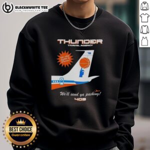 Stylish 405 Sweatshirt featuring Oklahoma City Thunder logo for NBA fans, perfect for travel and game day attire.