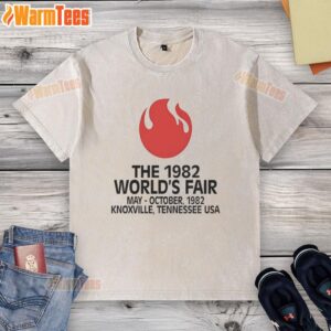 Vintage washed t-shirt featuring the 1982 World's Fair in Knoxville, Tennessee, perfect for retro fashion enthusiasts.