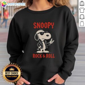 Premium Snoopy Rock and Roll Cartoon Sweatshirt featuring a colorful design of Snoopy in a rock band setting.