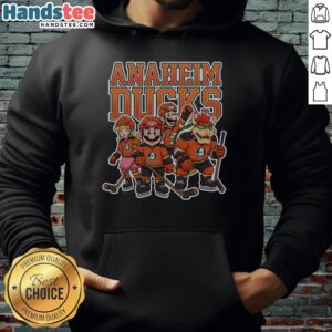 Nice Anaheim Ducks Super Mario Team ice hockey hoodie featuring vibrant graphics and a cozy fit for fans.