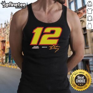 Vintage Ryan Blaney Team Penske 12 NASCAR tank top featuring classic design, perfect for racing fans and collectors.