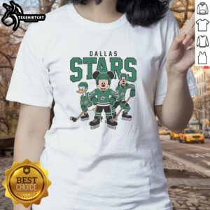 Nice Dallas Stars Disney Team ice hockey ladies tee showcasing vibrant graphics and a stylish design for fans.