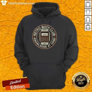 Official Retro Math Club Knowledge At Hand Hoodie featuring a vintage design and cozy fit for math enthusiasts.